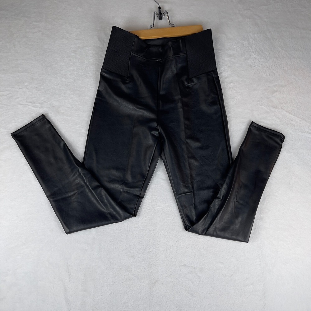 A New Day Jeggings Womens Small Black Faux Leather Skinny High-Waist Slim Fit‎